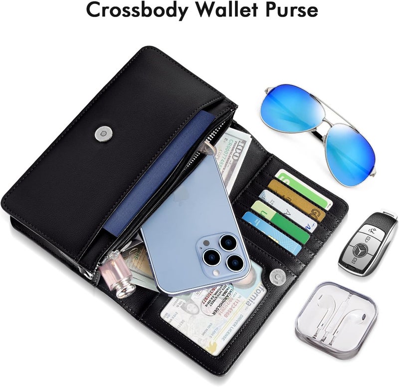 Nuoku Crossbody Bag for Women Cellphone Little Purse with Credit Card Slots Lightweight Leather Wristlet Wallet | Cellphone, Little Purse, Lightweight - Image 5